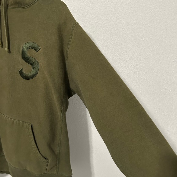 Supreme S Logo Hoodie Size Small Olive - Picture 6 of 6